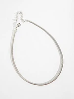 Layered Snake Chain Necklace in Silver