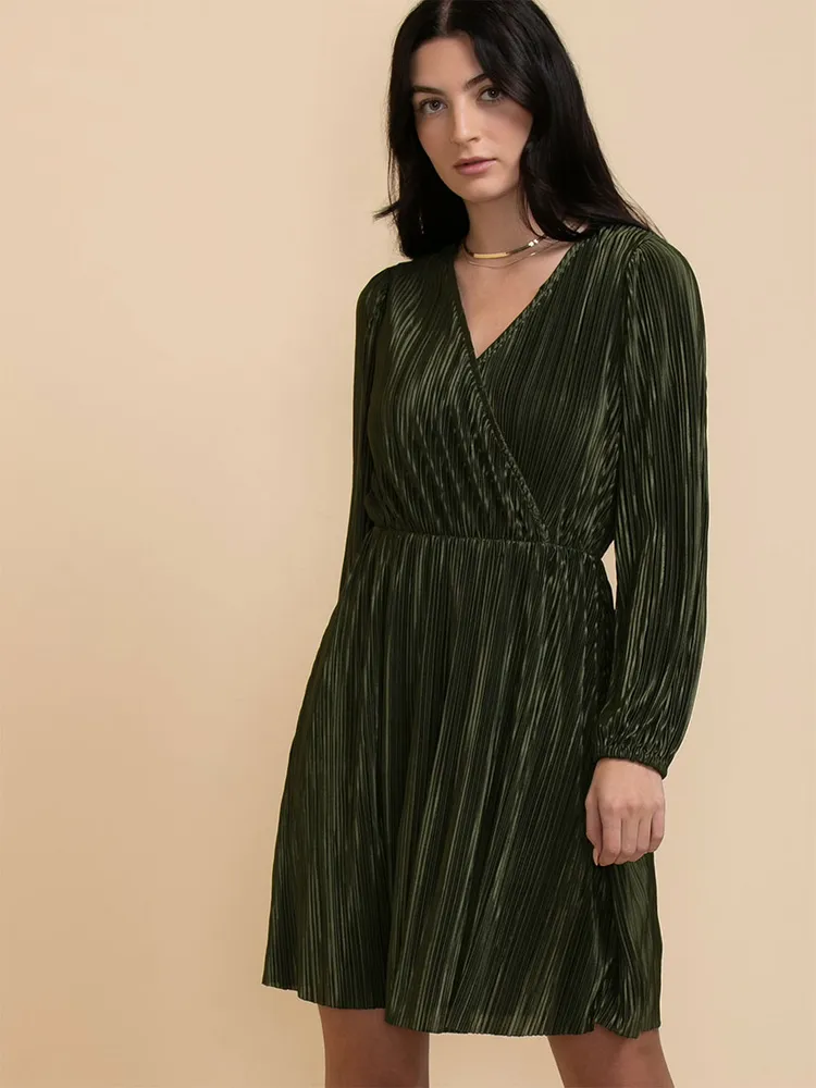 Plisse Crossover Dress