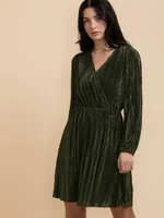 Plisse Crossover Dress