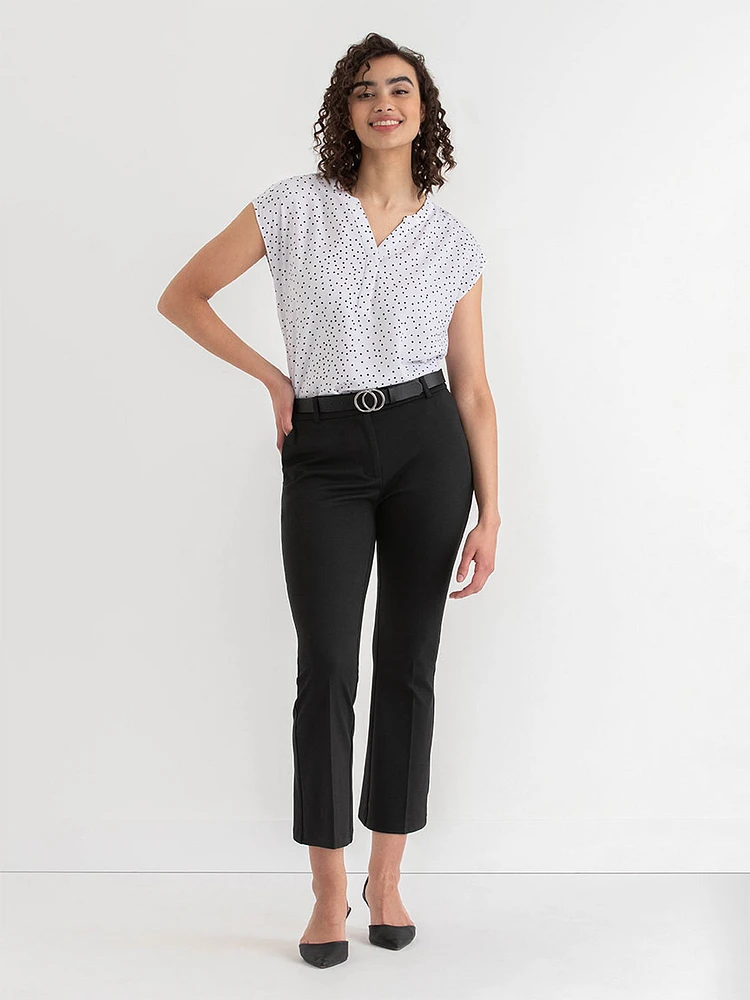 Flared Ankle Pants Ponte Twill