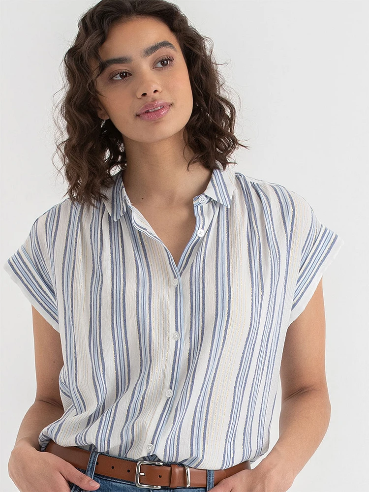 Extend Sleeve Striped Blouse