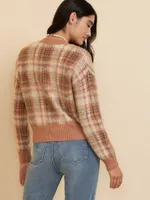 Brushed Plaid Cardigan