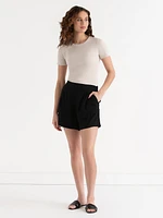 Viscose Linen Pull-On Shorts