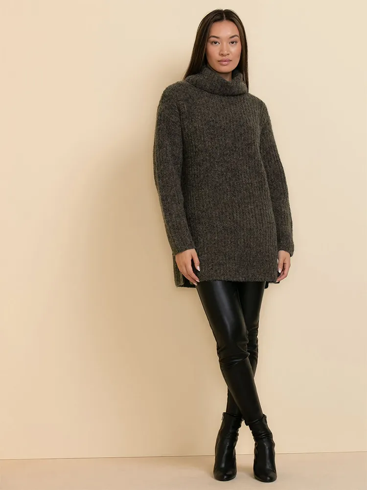 Wool-Blend Chunky Tunic Sweater