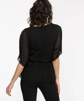 Dolman Sleeve Dotted Peplum Blouse