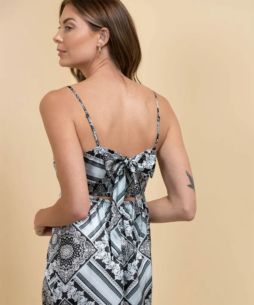 Tie-Back Strappy Satin Dress