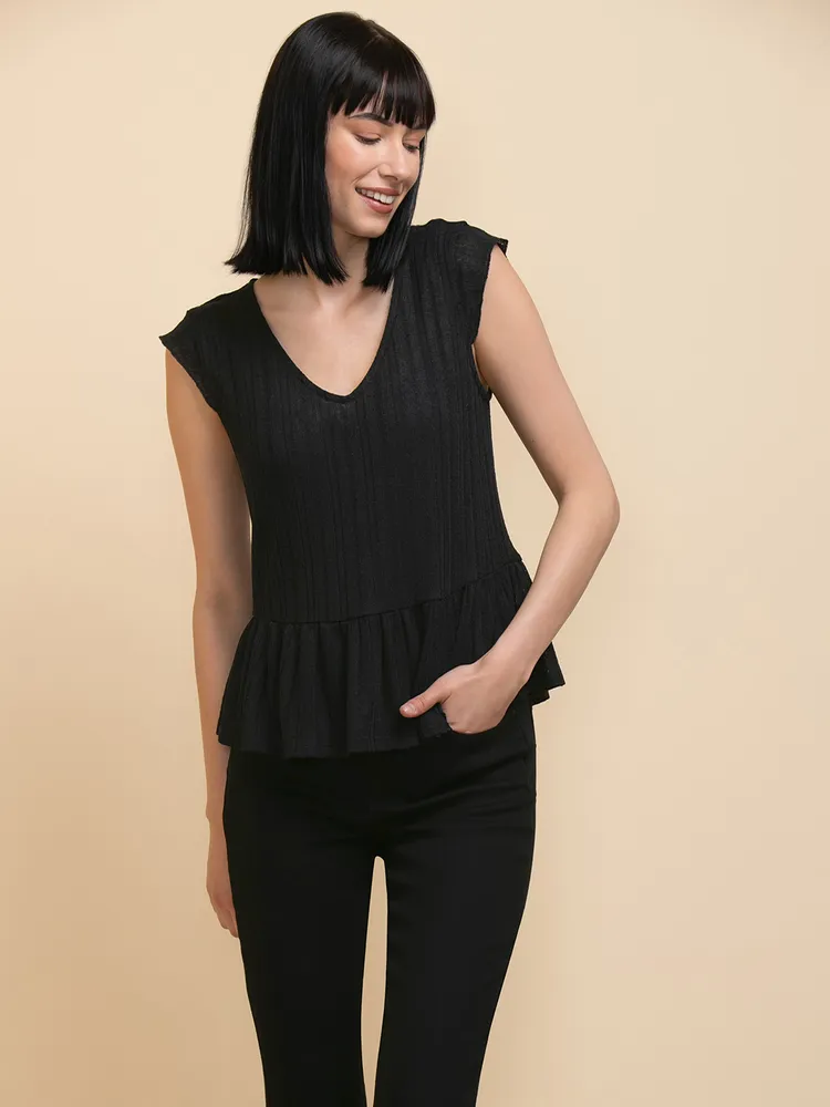 Short Sleeve Peplum Top with Tank