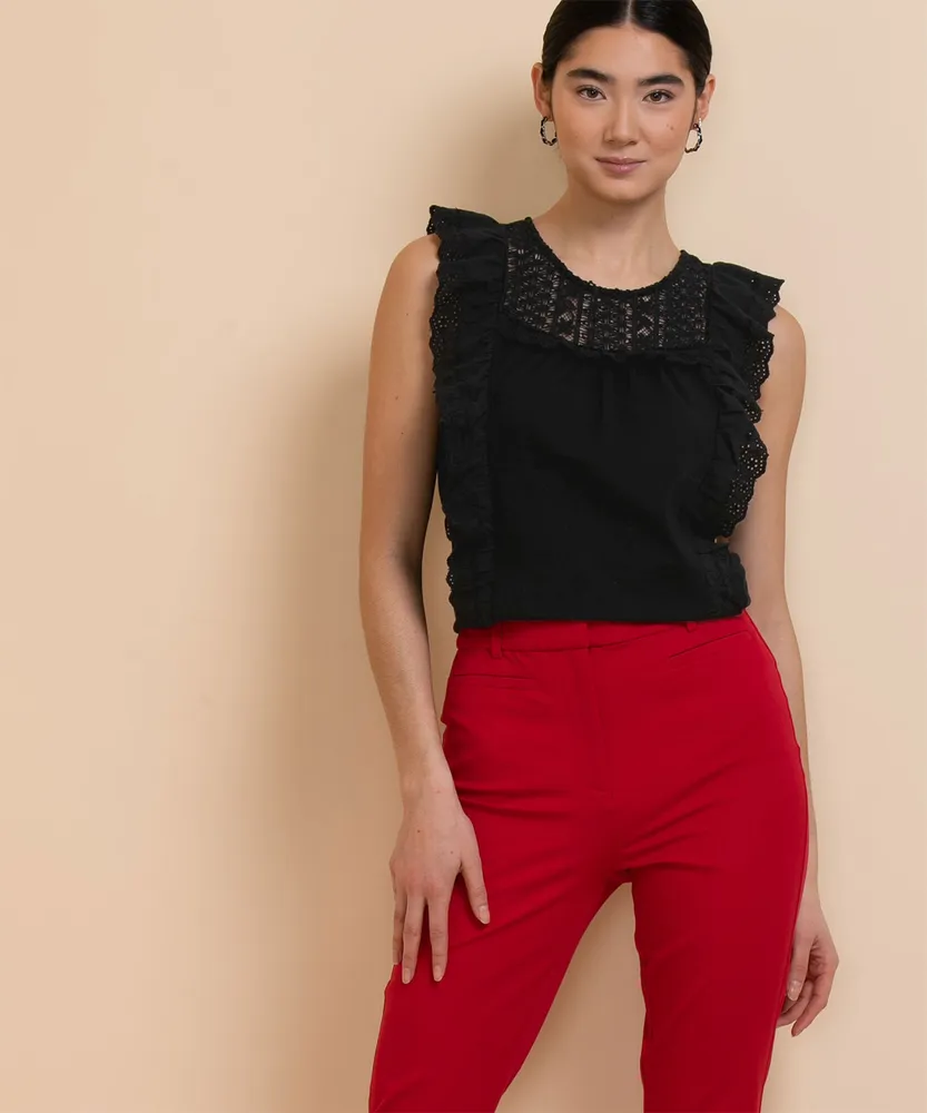 Eyelet Lace Ruffle Top