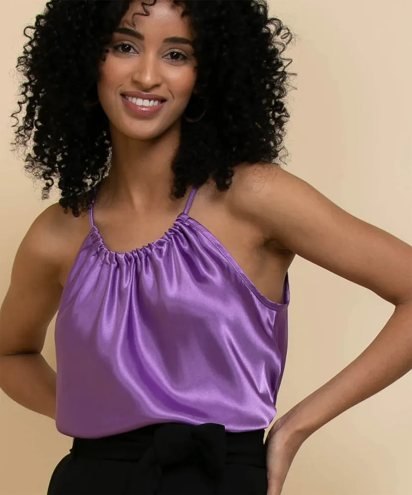 RICKI'S Tash + Sophie Satin Ruched Halter Blouse