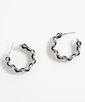 Silver and Black Chain Link Hoop Earrings