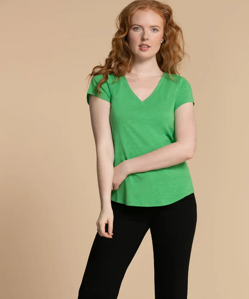 V-Neck Tee Shirt with Tail