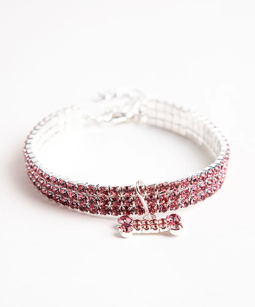 Rhinestone Bone Pet Collar