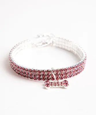 Rhinestone Bone Pet Collar