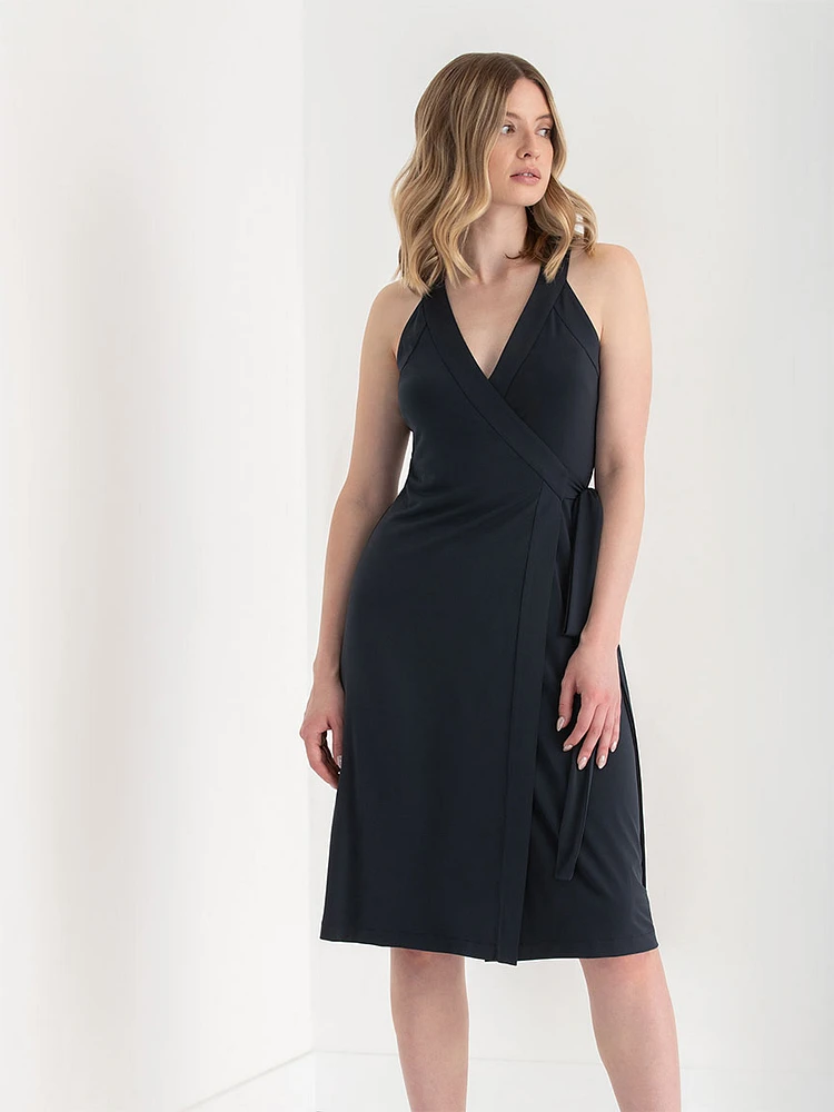 Sleeveless Midi Wrap Dress