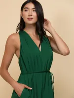 Sleeveless V-Neck Knot-Back Jumpsuit