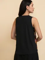 Sleeveless Mix Media Henley Top