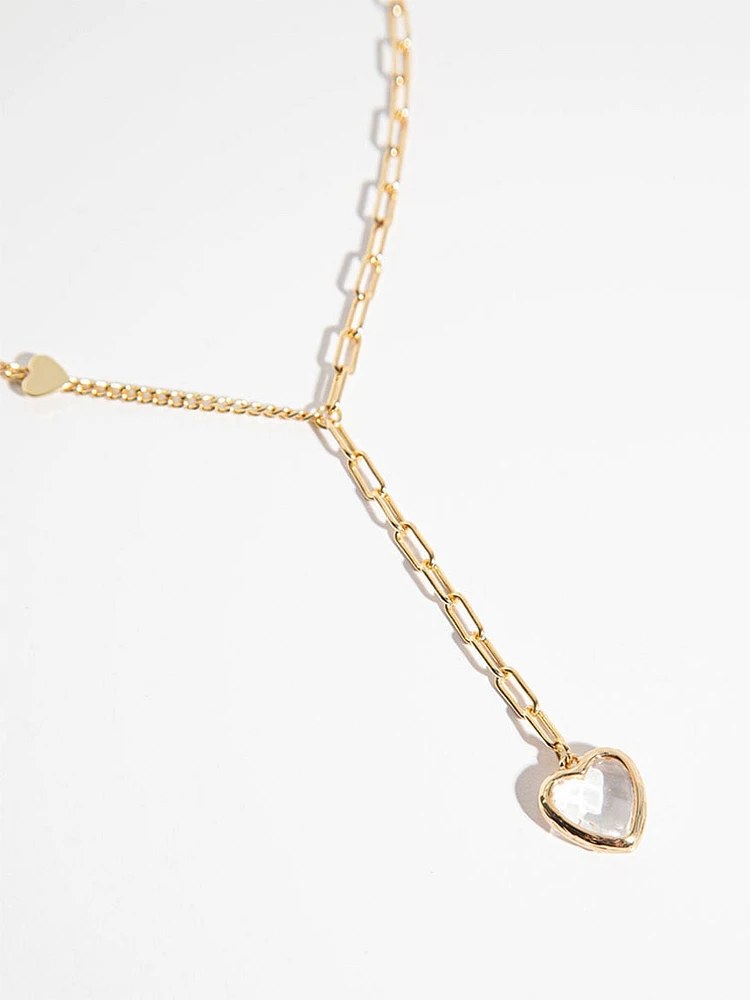 Crystal Heart Gold Necklace