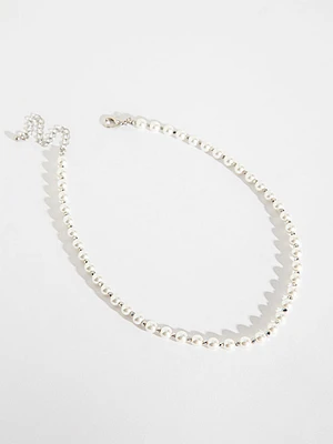 Short Pearl & Silver Metal Necklace