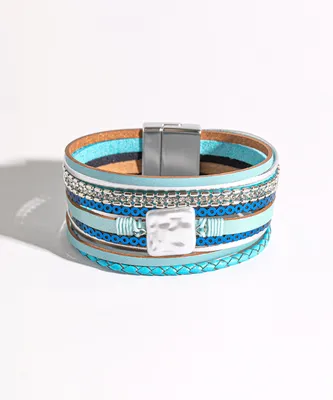 Blue Layered Snap Bracelet