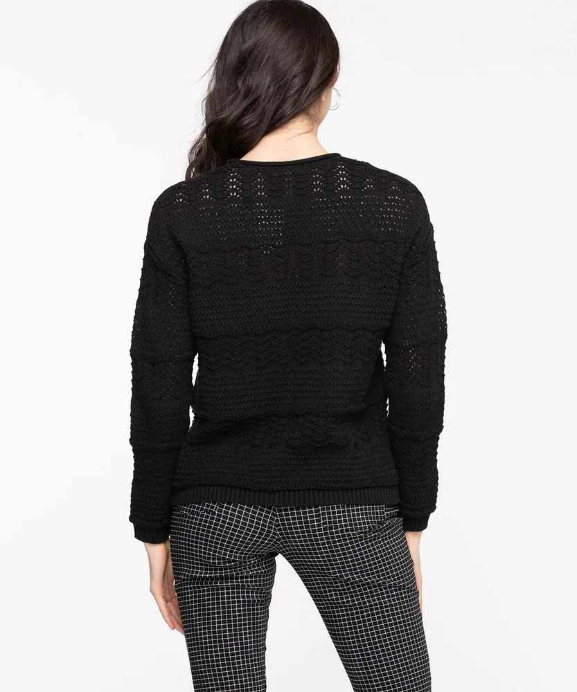 Cotton Pointelle Pullover Sweater