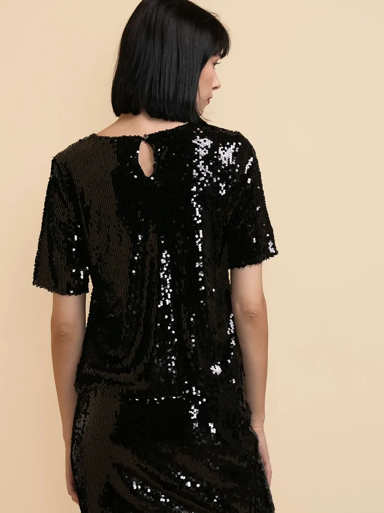 Short Sleeve Sequin Boxy Tee