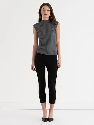 Mock Neck Sleeveless Rib Sweater