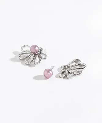 Half Flower & Pearl Earring