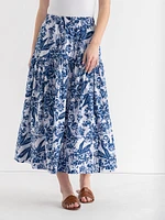 Tiered Poplin Midi Skirt