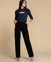 Cut-Out Neckline Mock Neck Top