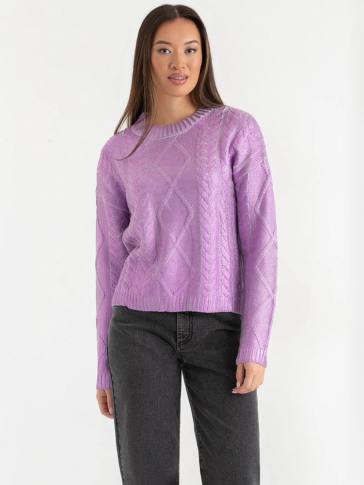 Metallic Cable Knit Sweater