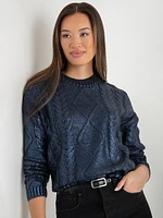 Metallic Cable Knit Sweater