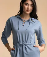 Hooded Lace-Up Lounge Dress