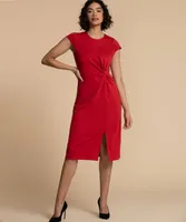 Short Sleeve Midi Dress with Knotted Side