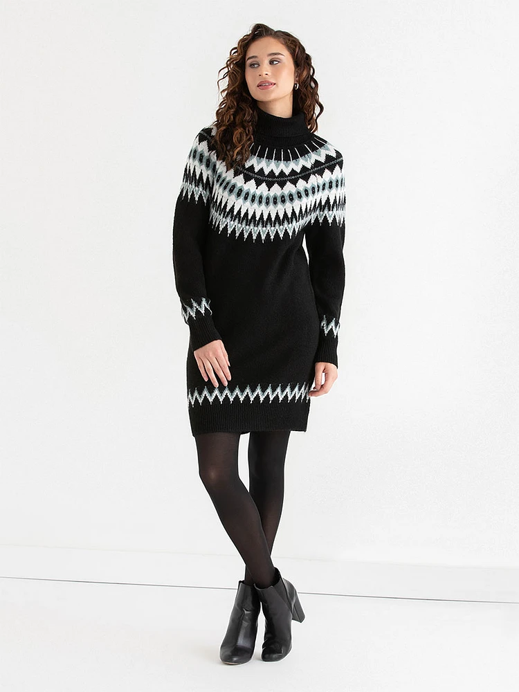 Turtleneck FairIsle Knit Dress