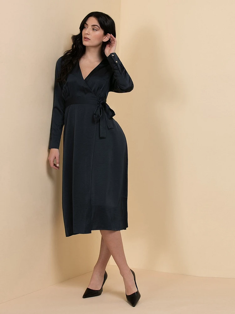 Satin Real Wrap Dress