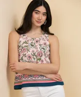 Sleeveless Blouse with Border Print