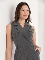 Sleeveless Collared Jumpsuit Luxe Tailored