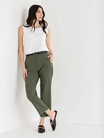 Belted Straight Crop Pant Scuba Crepe