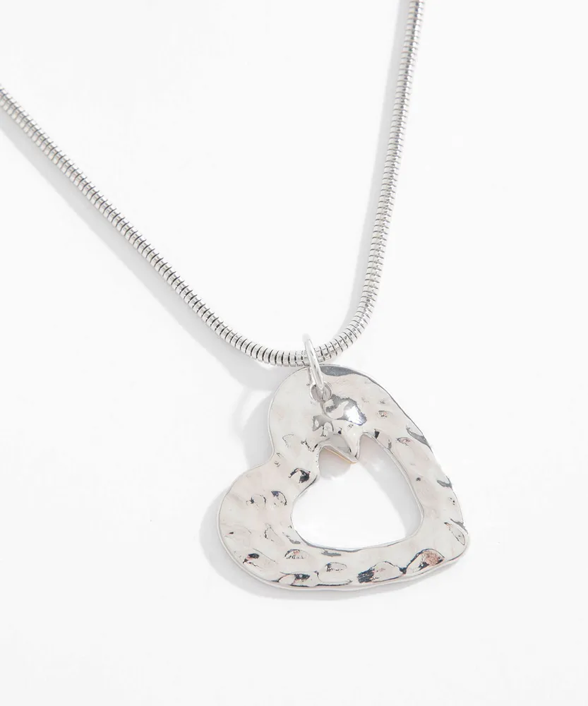 Snake Chain Necklace Metal Hearts Pendant