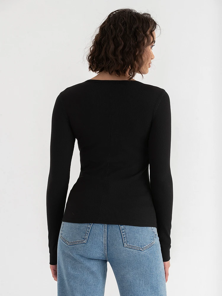 Long Sleeve Ribbed Crewneck Top