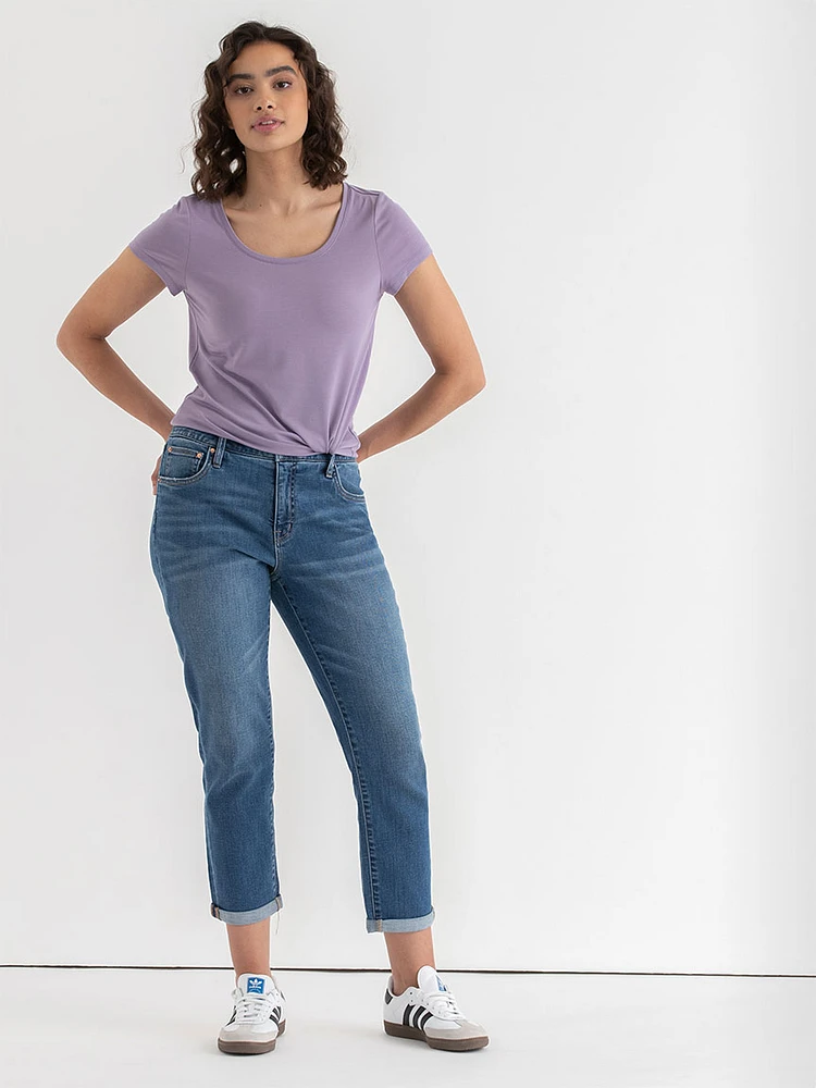 Scoop Neck Shirttail T-Shirt