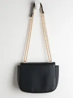 Black Flap Closure Crossbody Bag