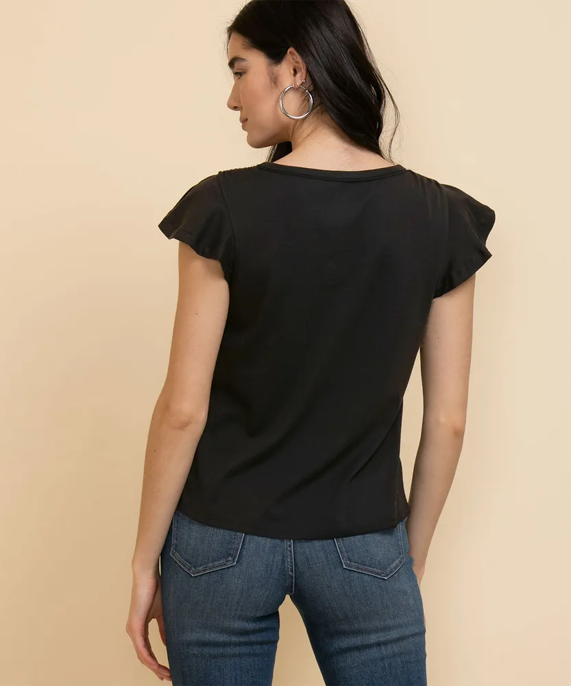 Flutter Sleeve V-Neck Tee