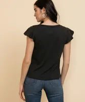 Flutter Sleeve V-Neck Tee