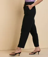 Tapered Crinkle Cotton Pant with Tie-Belt