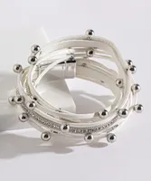 Double Twist White Snap Bracelet /w Silver Beads