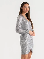 Long Sleeve Sequin Dress