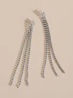 Long Silver 3-Strand Earrings