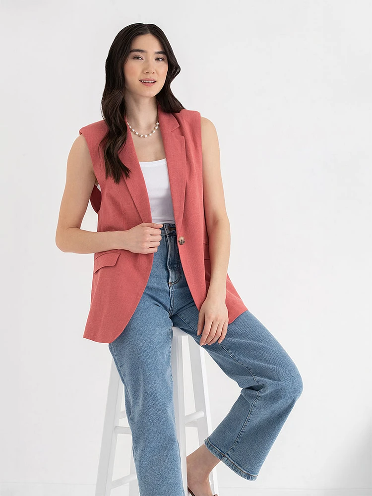 Classic Mid-Length Linen Vest