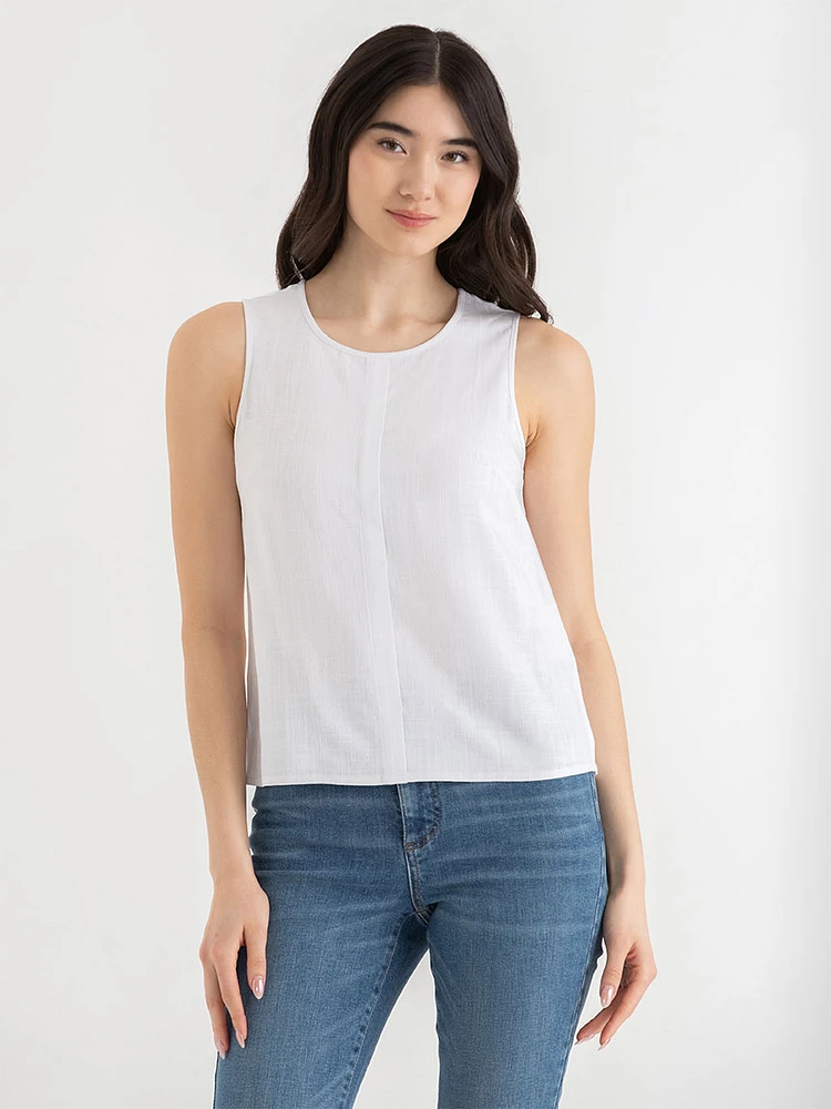 Sleeveless Linen Shell Blouse